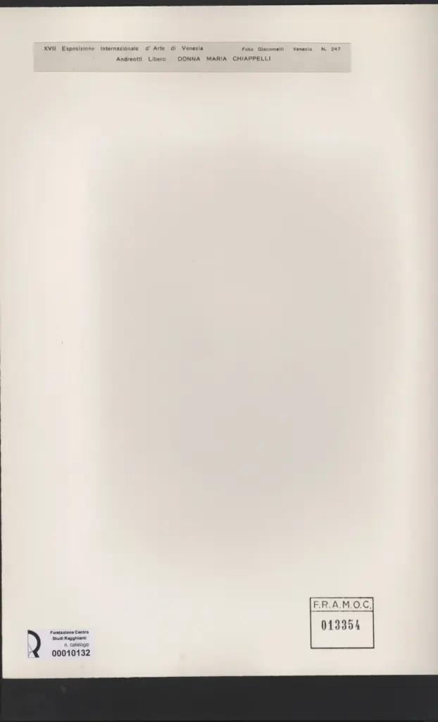 Giacomelli , Andreotti, Libero - sec. XX - Donna Maria Chiappelli , retro