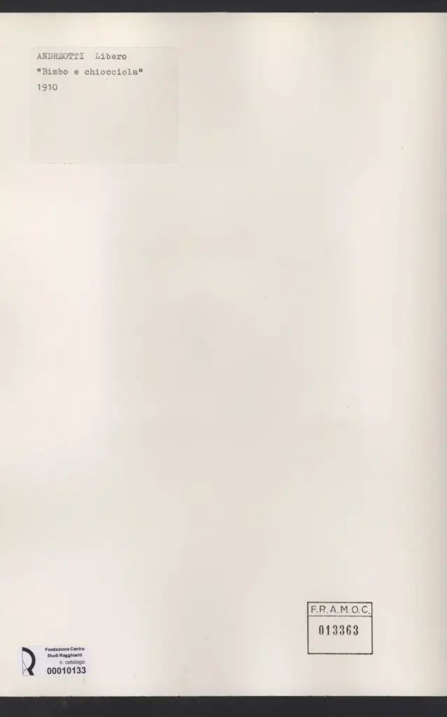 Anonimo , Andreotti, Libero - sec. XX - Bimbo e chiocciola , retro