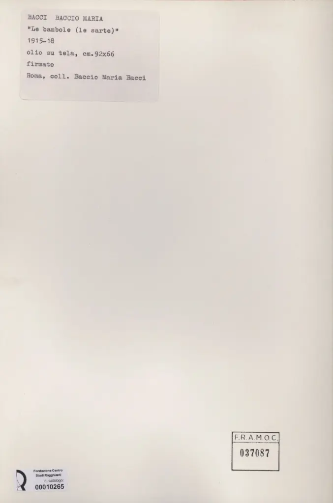 Anonimo , Bacci, Baccio Maria - sec. XX - Le bambole (le sarte) , retro