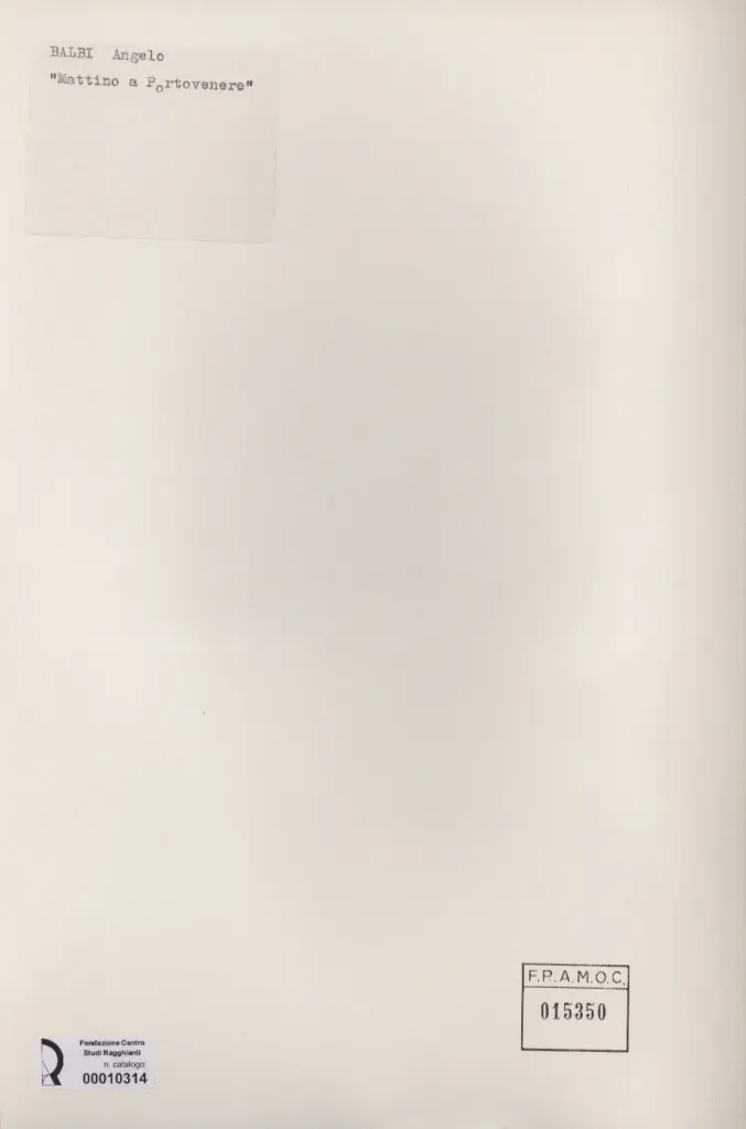 Anonimo , Balbi, Angelo - sec. XIX/ XX - Mattino a Portovenere , retro