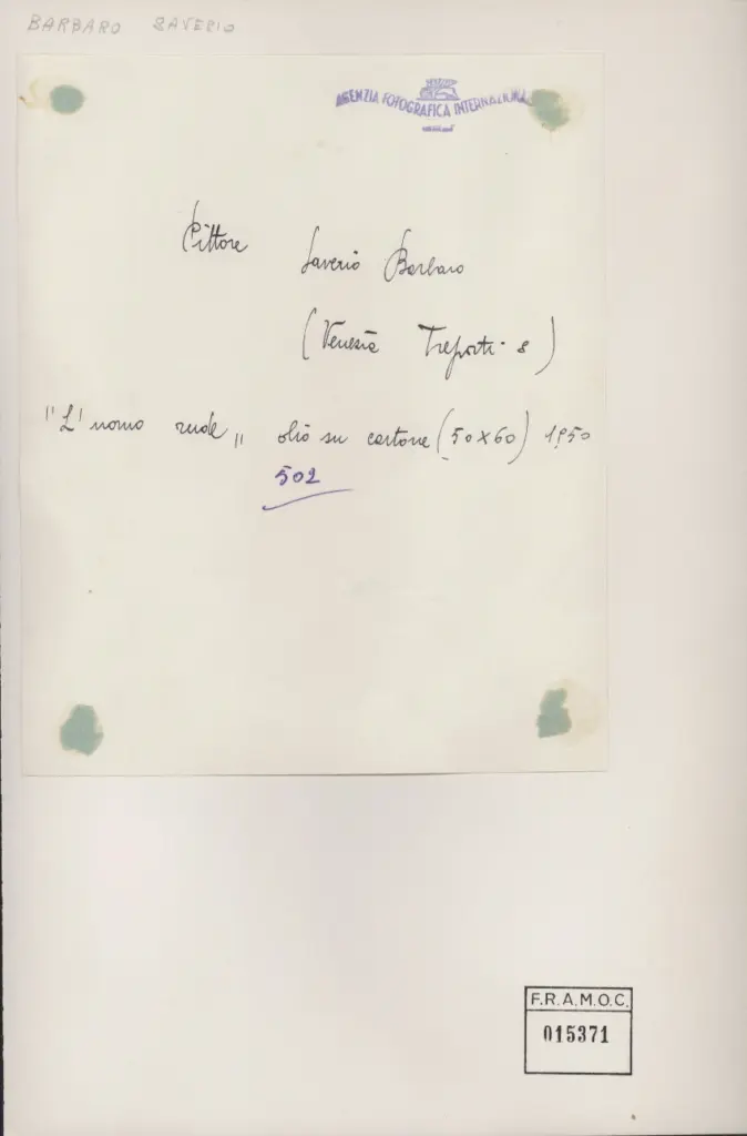 Agenzia Fotografica Internazionale , Barbaro, Saverio - sec. XX - L'uomo rude , retro