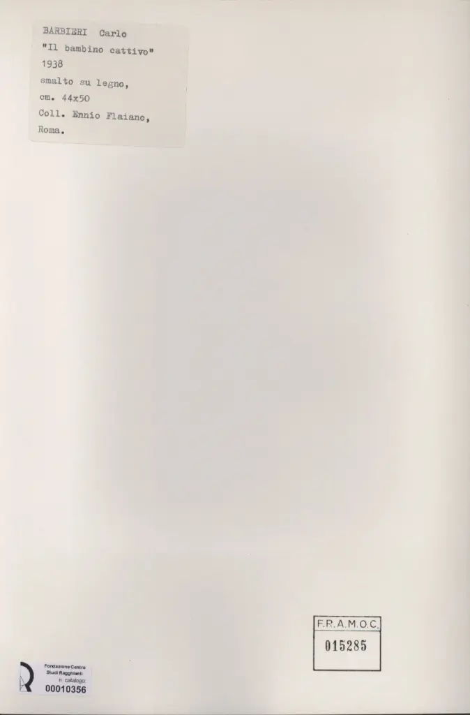 Anonimo , Barbieri, Carlo - sec. XX - Il bambino cattivo , retro