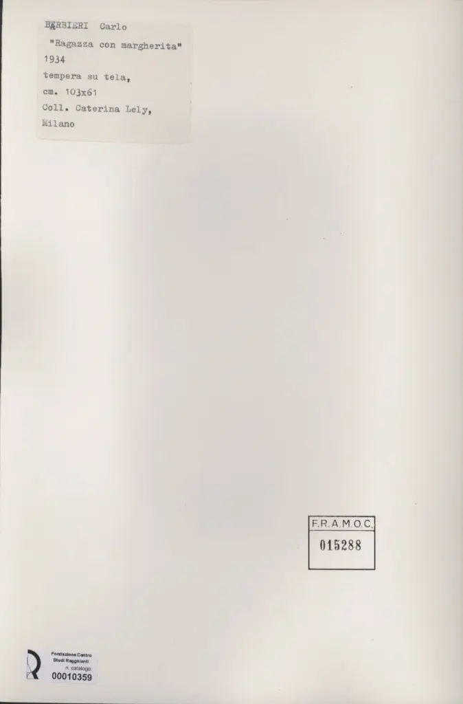 Anonimo , Barbieri, Carlo - sec. XX - Ragazza con margherita , retro