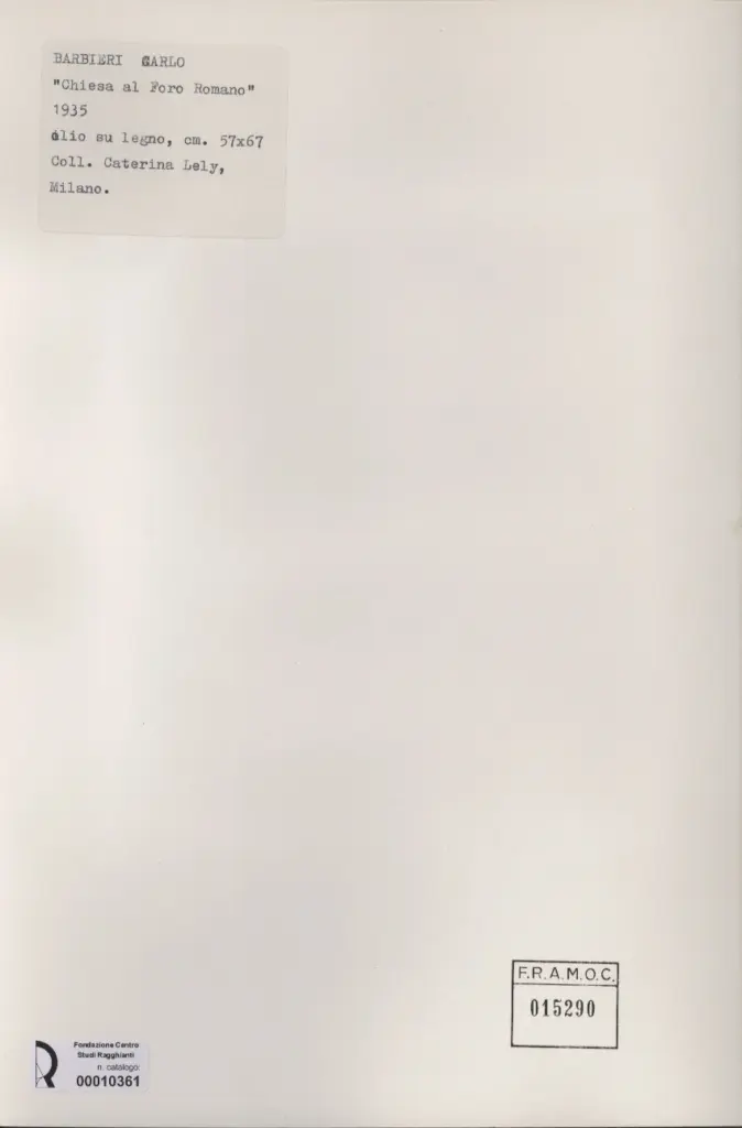 Anonimo , Barbieri, Carlo - sec. XX - Chiesa al foro romano , retro