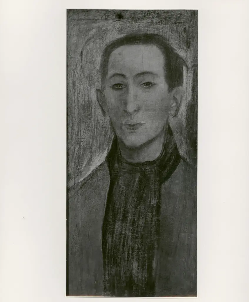 Anonimo , Barbieri, Carlo - sec. XX - Ritratto con sciarpa bleu , fronte