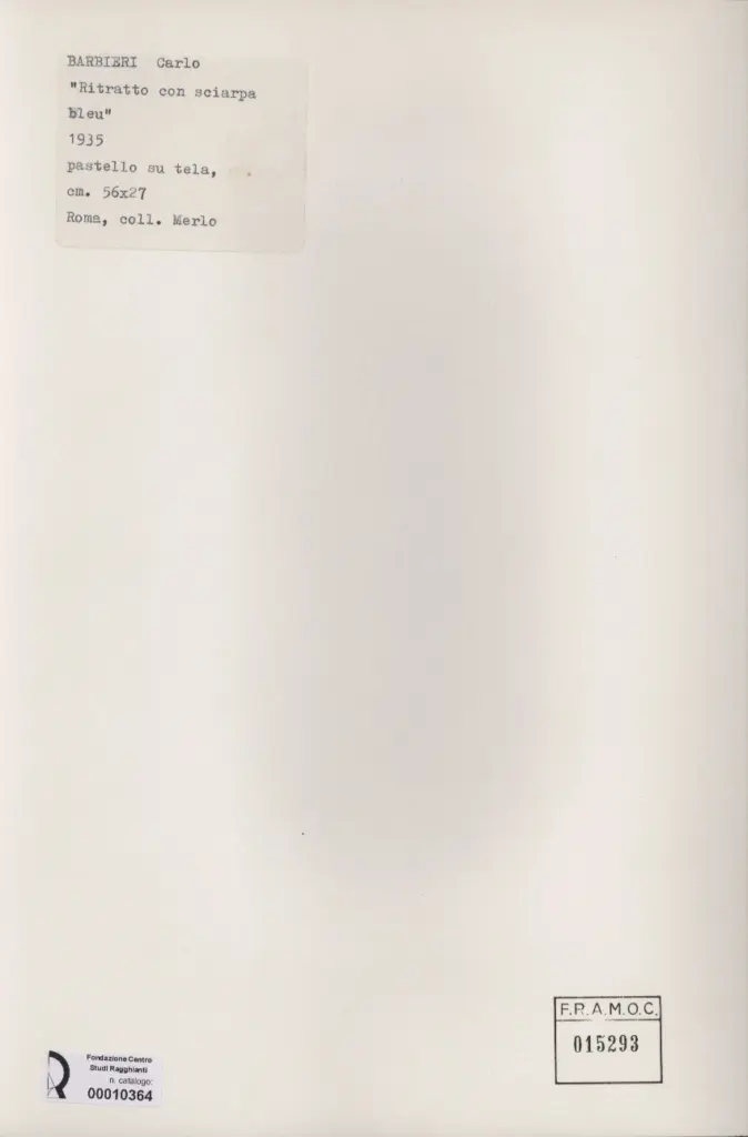 Anonimo , Barbieri, Carlo - sec. XX - Ritratto con sciarpa bleu , retro