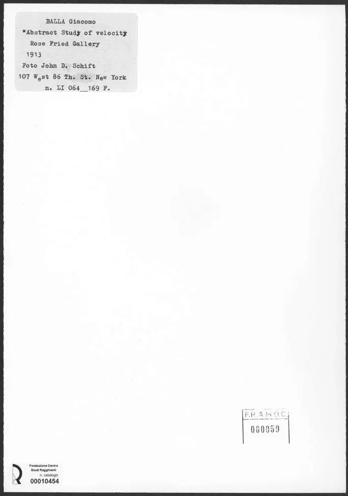 Schiff, John D. , Balla, Giacomo - sec. XX - Studio astratto di velocit&agrave; , retro