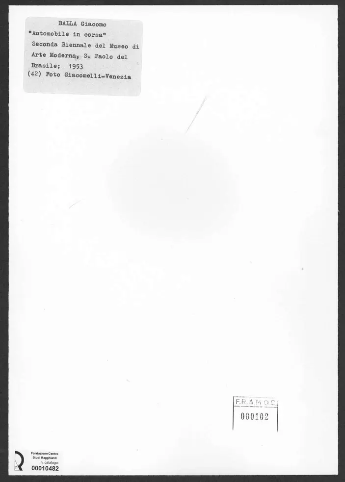 Anonimo , Balla, Giacomo - sec. XX - Automobile in corsa , retro