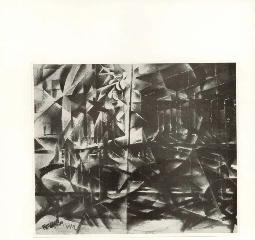 Anonimo , Balla, Giacomo - sec. XX - Automobile in corsa , fronte