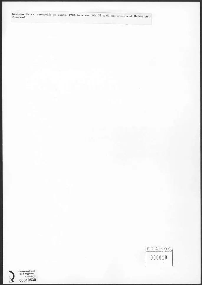 Anonimo , Balla, Giacomo - sec. XX - Automobile in corsa , retro