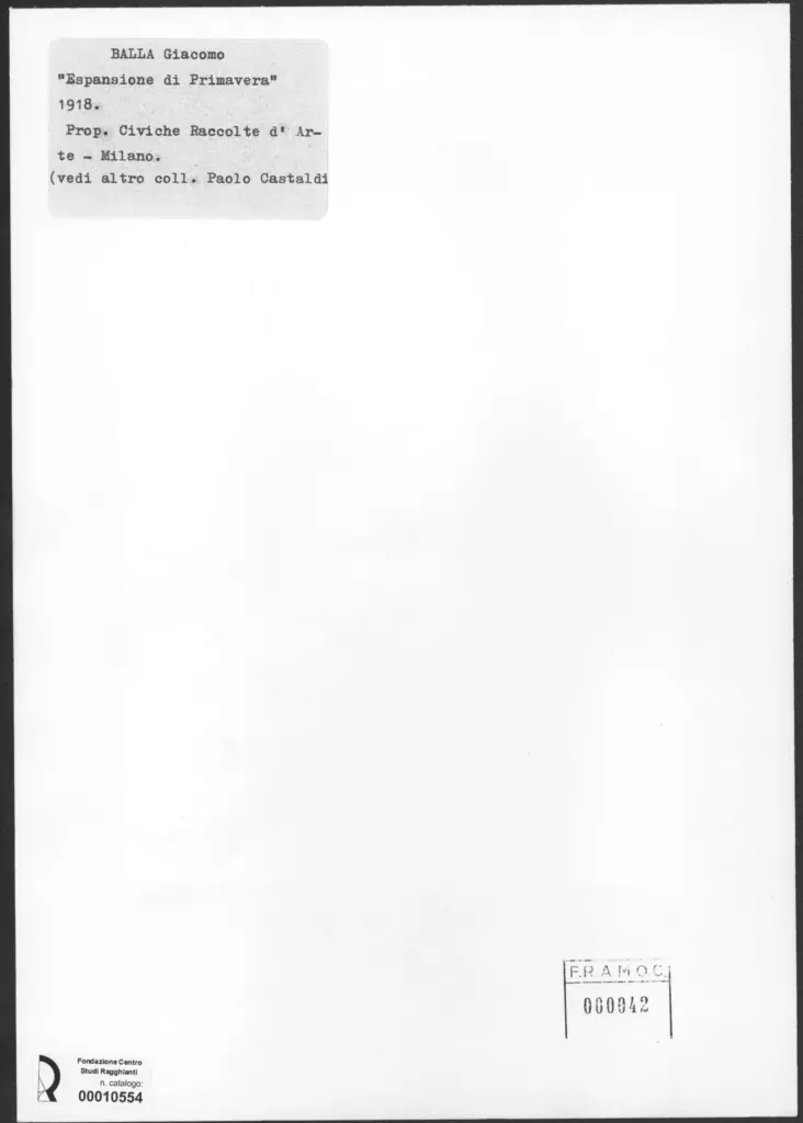 Anonimo , Balla, Giacomo - sec. XX - Espansione di primavera , retro