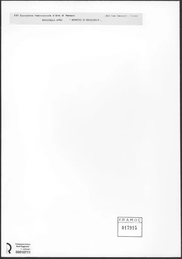 Giacomelli , Basadella, Afro - sec. XX - Ritratto di Basaldella , retro