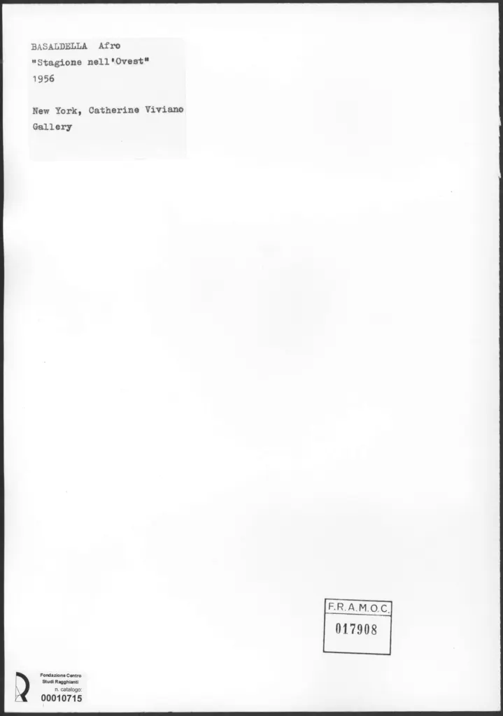 Anonimo , Basadella, Afro - sec. XX - Stagione nell'Ovest , retro