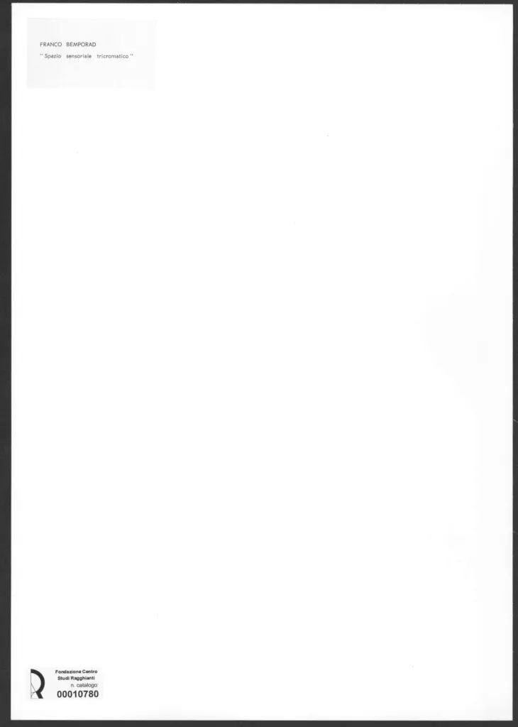 Anonimo , Bemporad, Franco - sec. XX - Spazio sensoriale tricromatico , retro