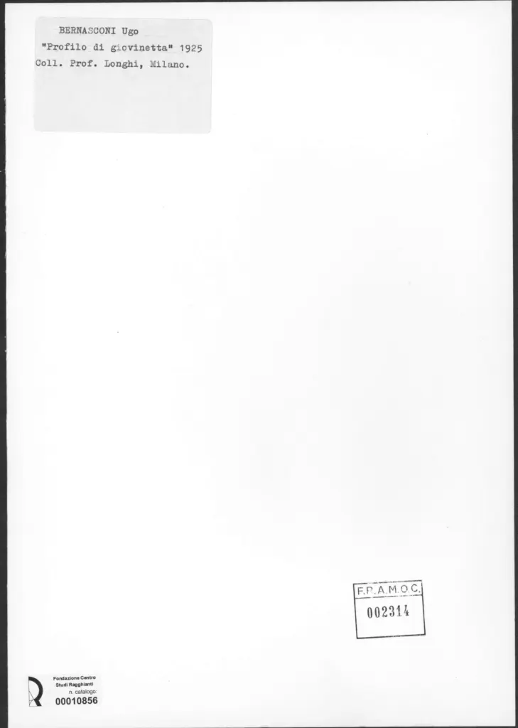 Anonimo , Bernasconi, Ugo - sec. XX - Profilo di giovinetta , retro