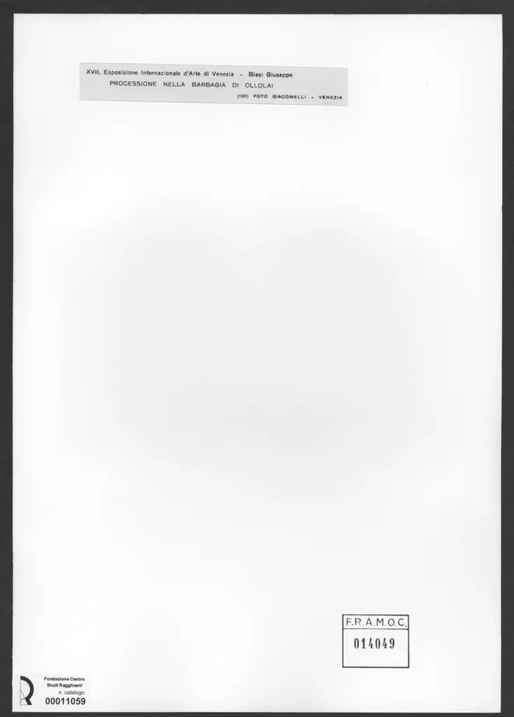 Anonimo , Biasi, Giuseppe - sec. XX - Processione nella Barbagia di Ollolai , retro