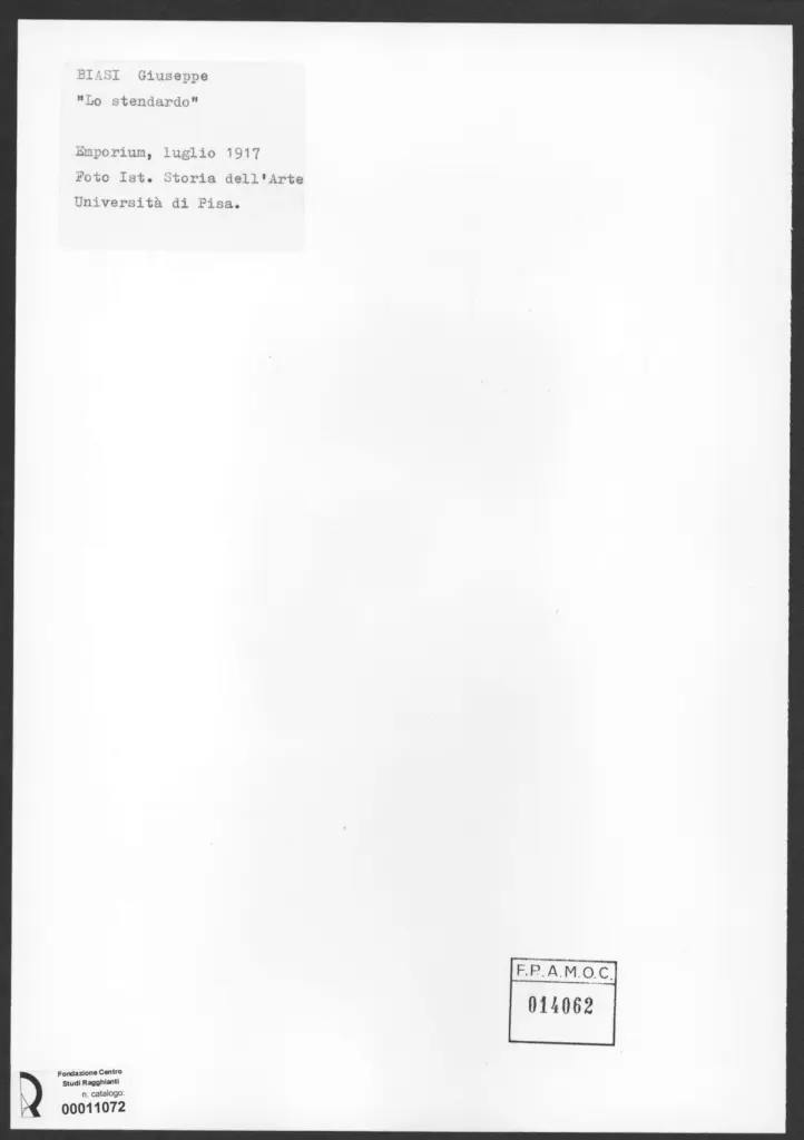 Anonimo , Biasi, Giuseppe - sec. XX - Lo stendardo , retro