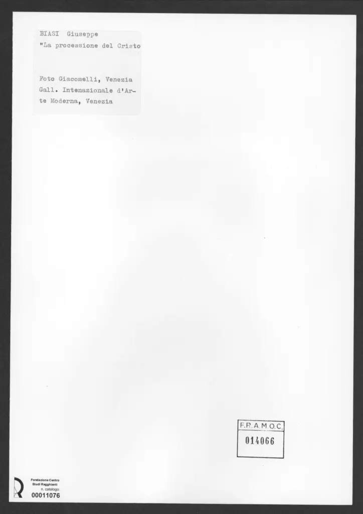 Anonimo , Biasi, Giuseppe - sec. XX - La processione del Cristo , retro