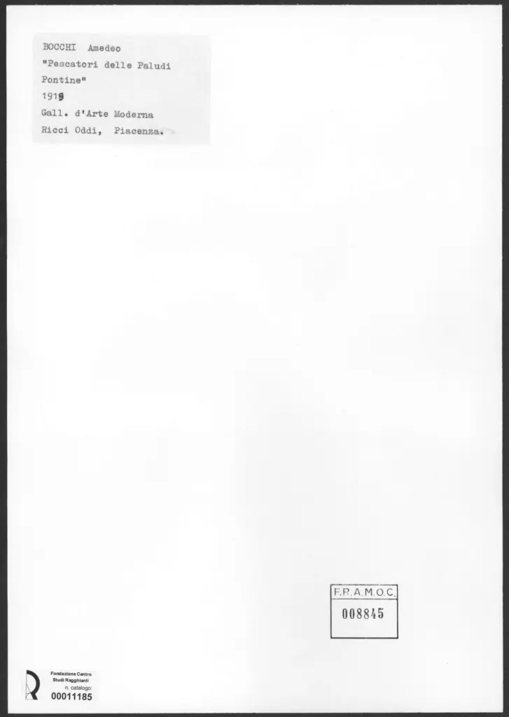 Anonimo , Bocchi, Amedeo - sec. XX - Pescatori delle Paludi Pontine , retro