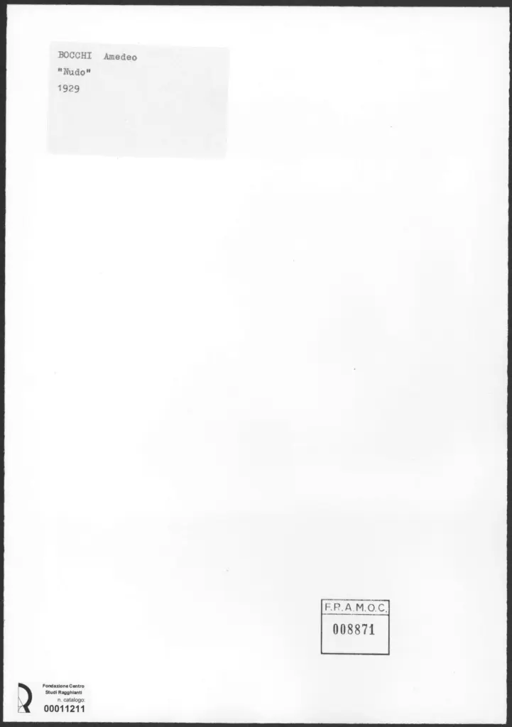 Bocchi, Amedeo - 1929 - Nudo , retro
