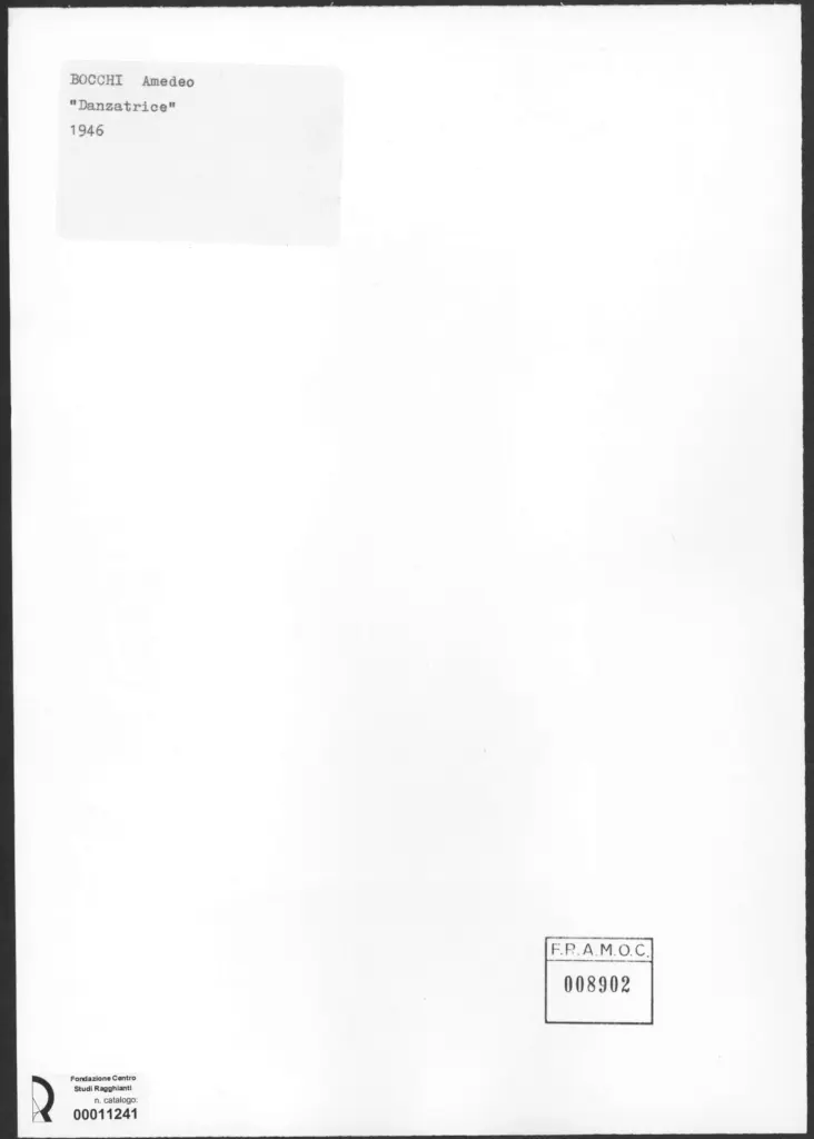 Anonimo , Bocchi, Amedeo - sec. XX - Danzatrice , retro
