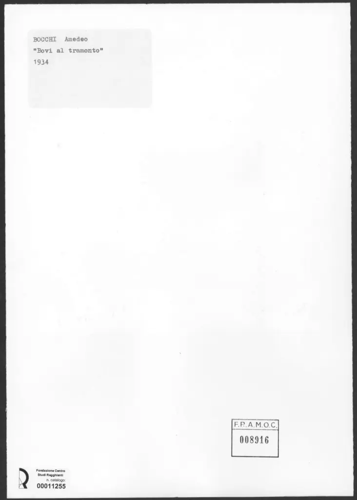 Anonimo , Bocchi, Amedeo - sec. XX - Bovi al tramonto , retro