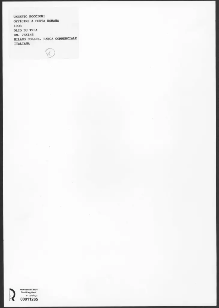 Anonimo , Boccioni, Umberto - sec. XX - Officine a Porta romana , retro