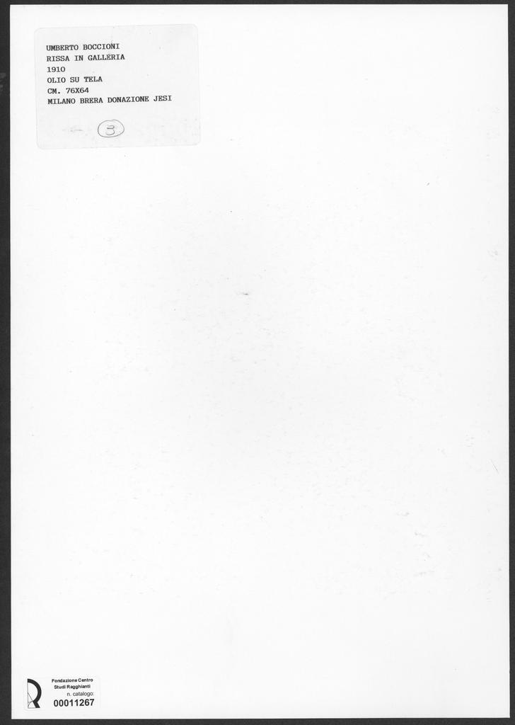 Anonimo , Boccioni, Umberto - sec. XX - Rissa in galleria , retro