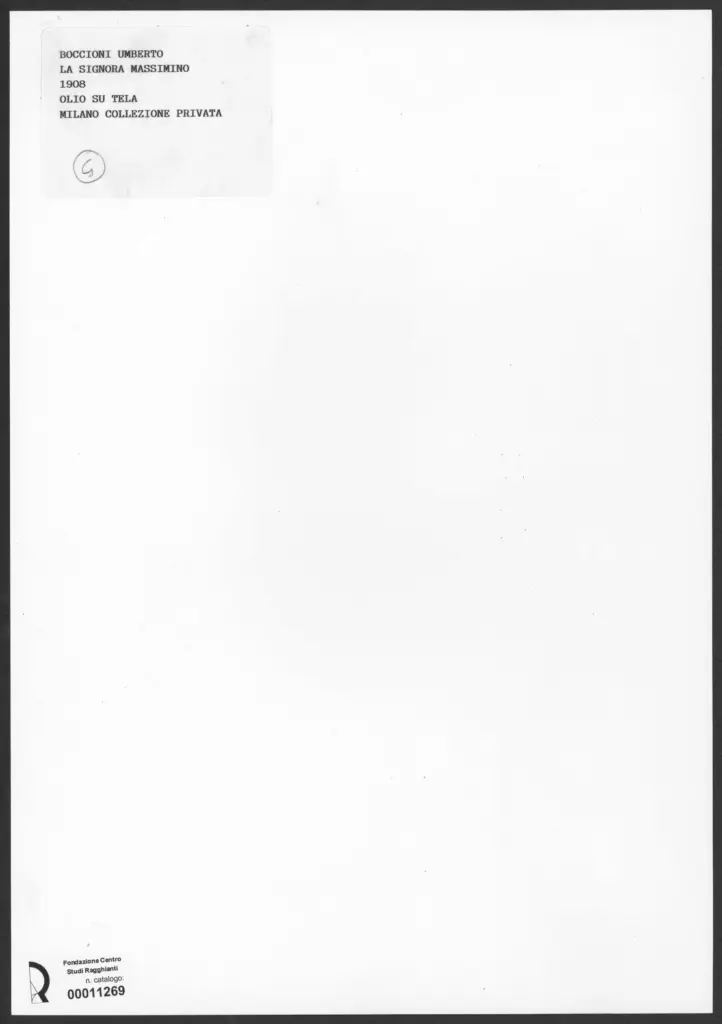 Anonimo , Boccioni, Umberto - sec. XX - La signora Massimino , retro