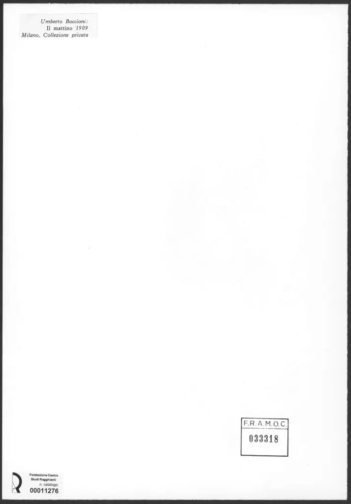 Anonimo , Boccioni, Umberto - sec. XX - Il mattino , retro