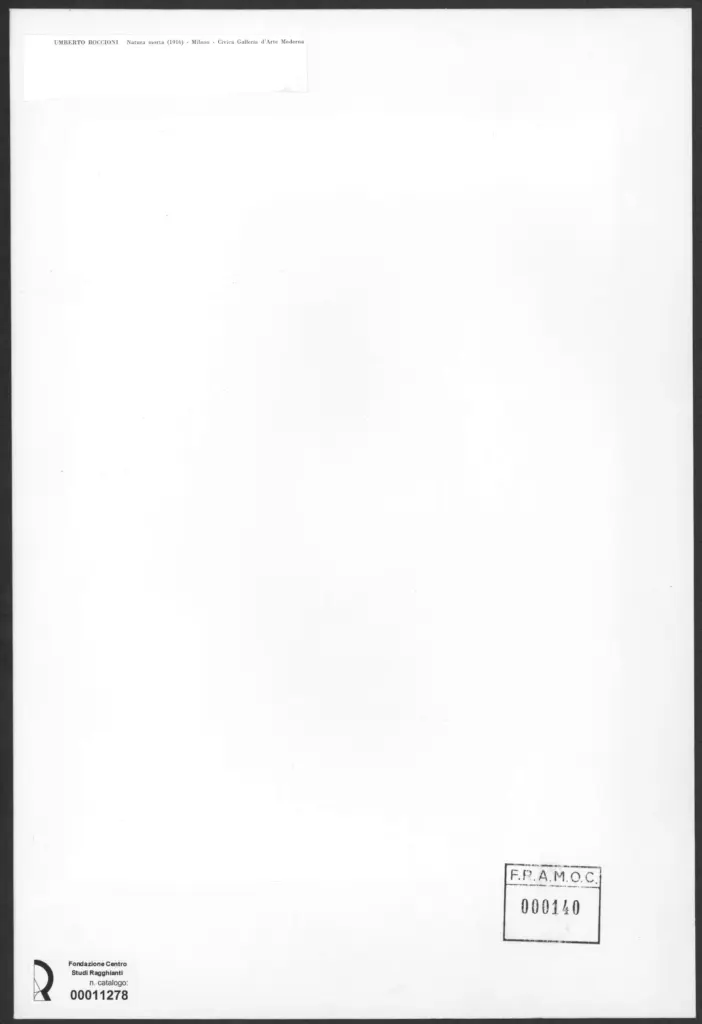 Anonimo , Boccioni, Umberto - sec. XX - Natura morta , retro