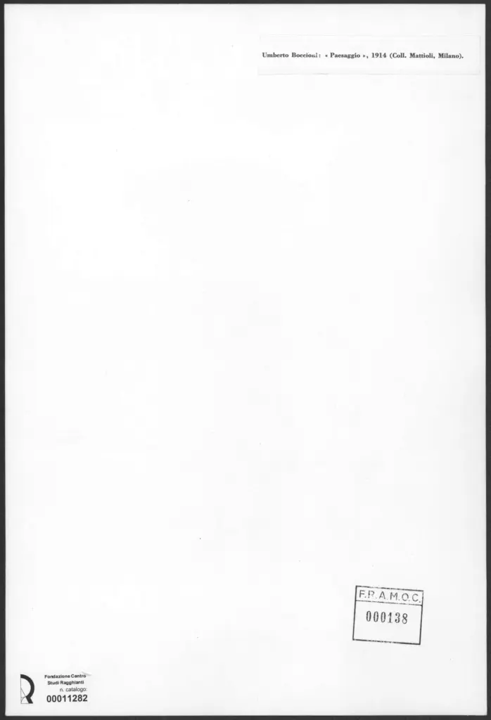 Anonimo , Boccioni, Umberto - sec. XX - Paesaggio , retro