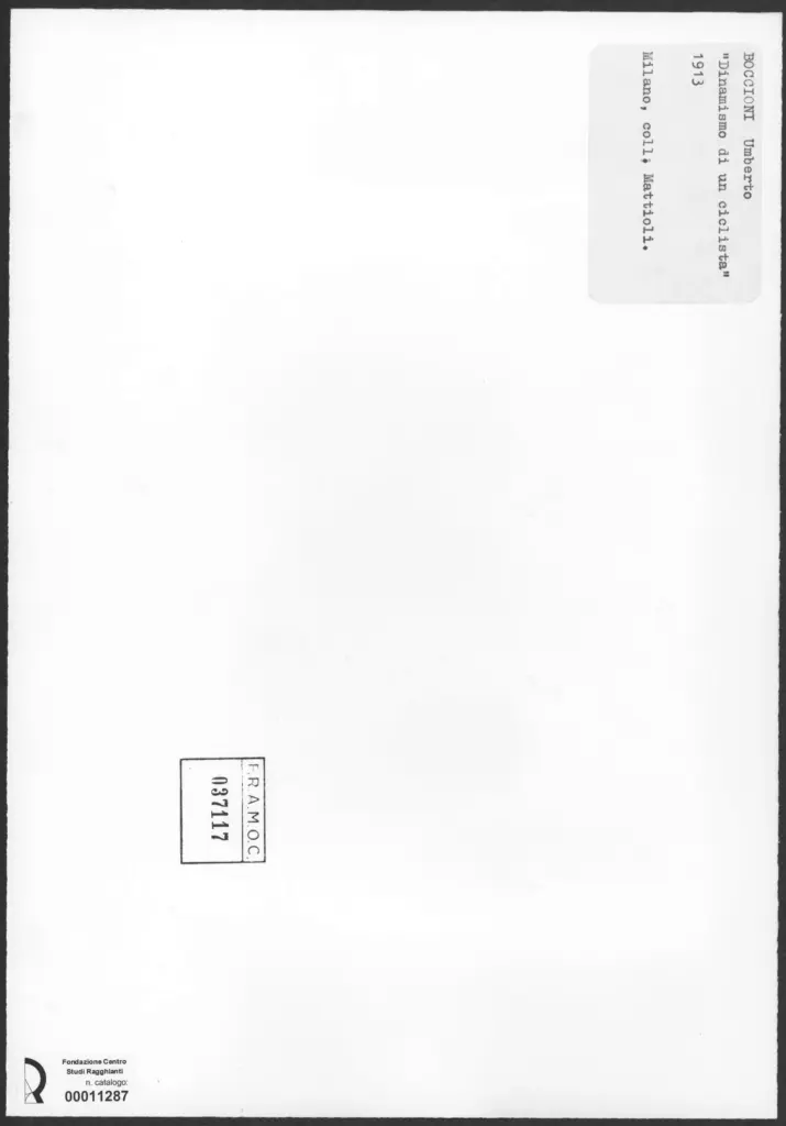 Anonimo , Boccioni, Umberto - sec. XX - Dinamismo di un ciclista , retro