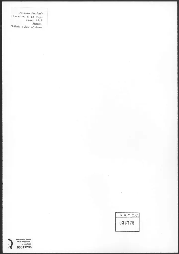 Anonimo , Boccioni, Umberto - sec. XX - Dinamismo di un corpo umano , retro