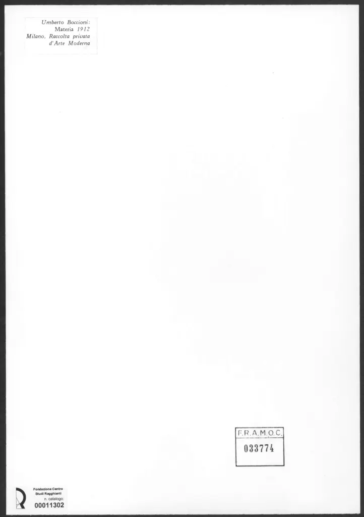 Anonimo , Boccioni, Umberto - sec. XX - Materia , retro