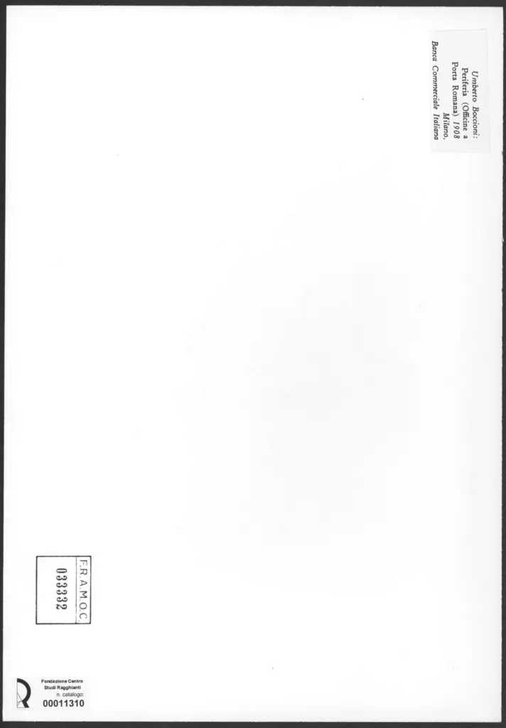 Anonimo , Boccioni, Umberto - sec. XX - Periferia (officine a Porta Romana) , retro