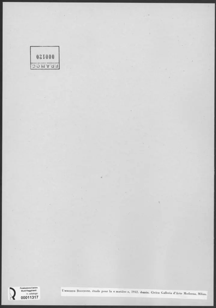 Anonimo , Boccioni, Umberto - sec. XX - Studio per la "Materia" , retro