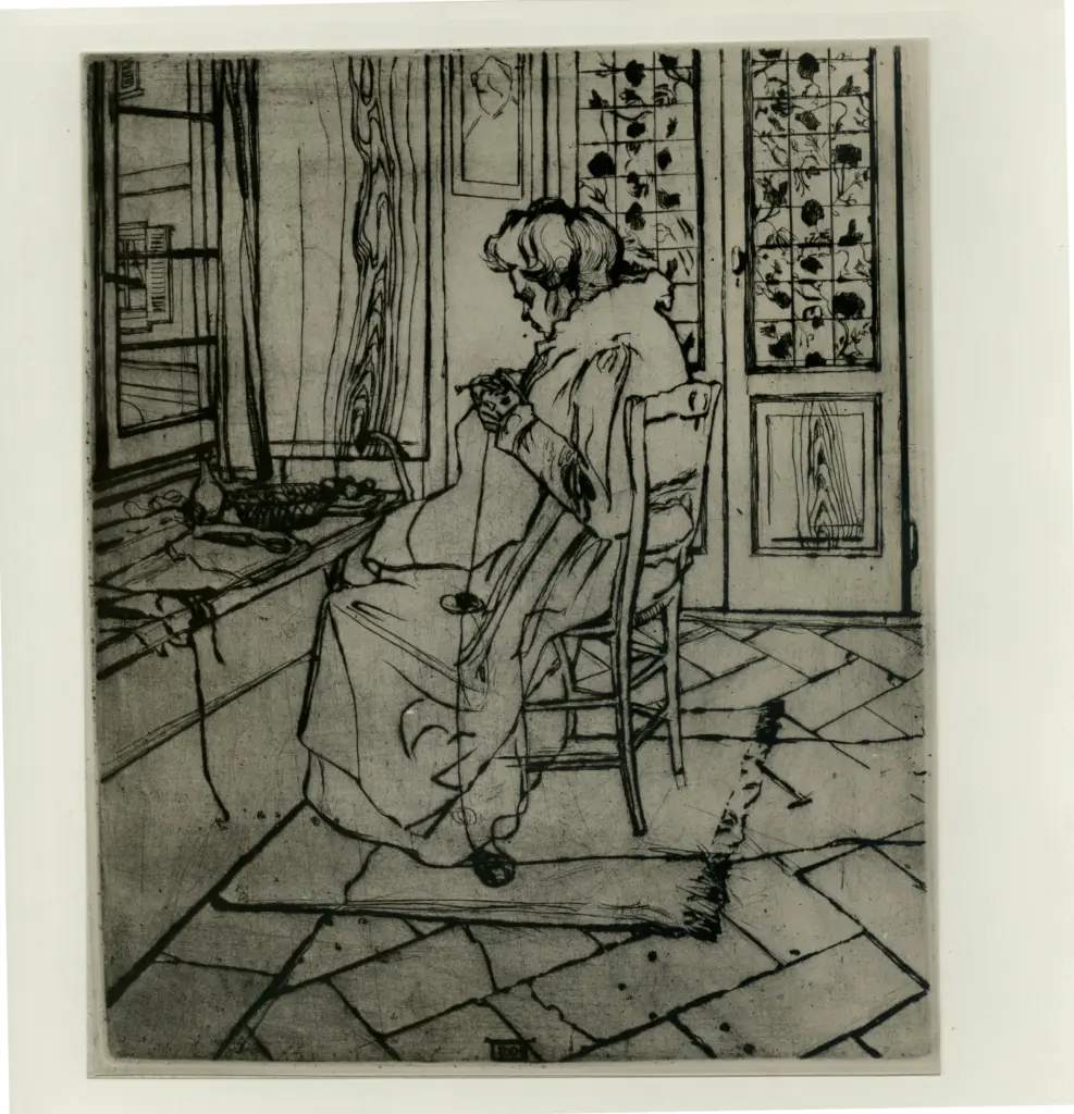 Anonimo , Boccioni, Umberto - sec. XX - Donna che cuce alla finestra , fronte