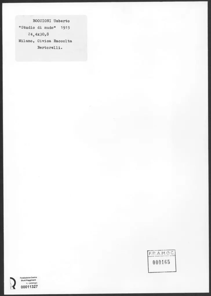 Anonimo , Boccioni, Umberto - sec. XX - Studio di nudo , retro