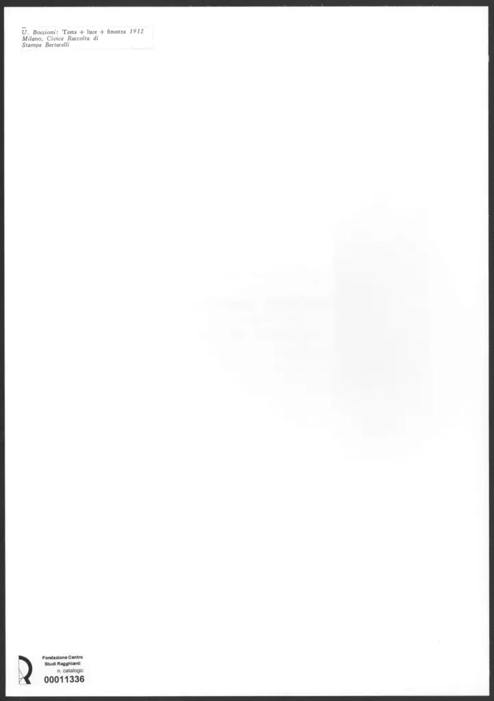 Anonimo , Boccioni, Umberto - sec. XX - Testa + Luce + finestra , retro