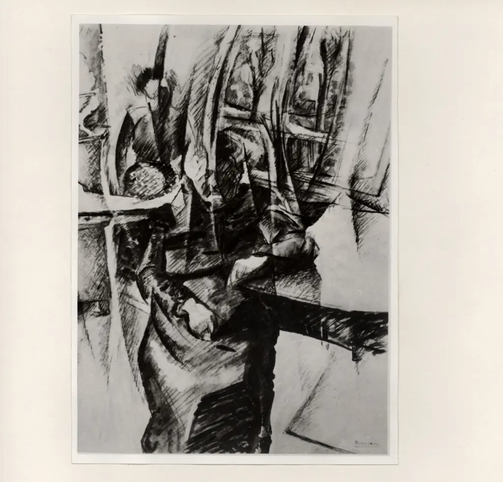 Anonimo , Boccioni, Umberto - sec. XX - Interno con due figure femminili , fronte