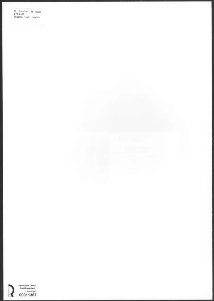 Anonimo , Boccioni, Umberto - sec. XX - Il sogno , retro