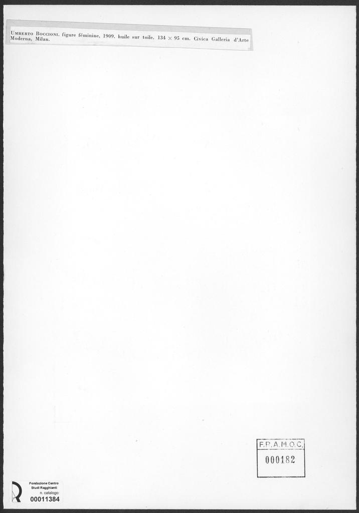 Anonimo , Boccioni, Umberto - sec. XX - Figure féminine (Figura femminile) , retro