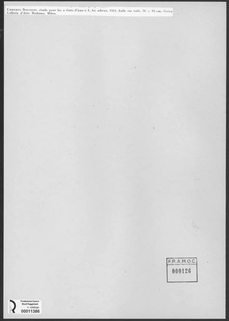 Anonimo , Boccioni, Umberto - sec. XX - &Eacute;tats d'&acirc;me I - les adieux - Studio , retro