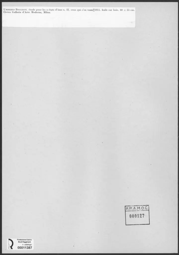 Anonimo , Boccioni, Umberto - sec. XX - &Eacute;tats d'&acirc;me II - ceux qui s'en vont - Studio , retro