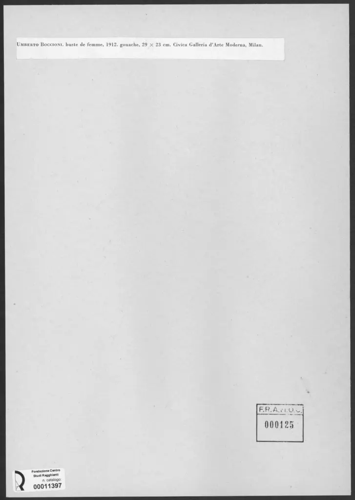 Anonimo , Boccioni, Umberto - sec. XX - Buste de femme (Busto di donna) , retro