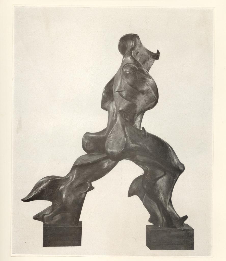 Anonimo , Boccioni, Umberto - sec. XX - Formes uniques de la continuité dans l'espace (coté droit) - Forme uniche della continuità nello spazio (lato destro) , fronte