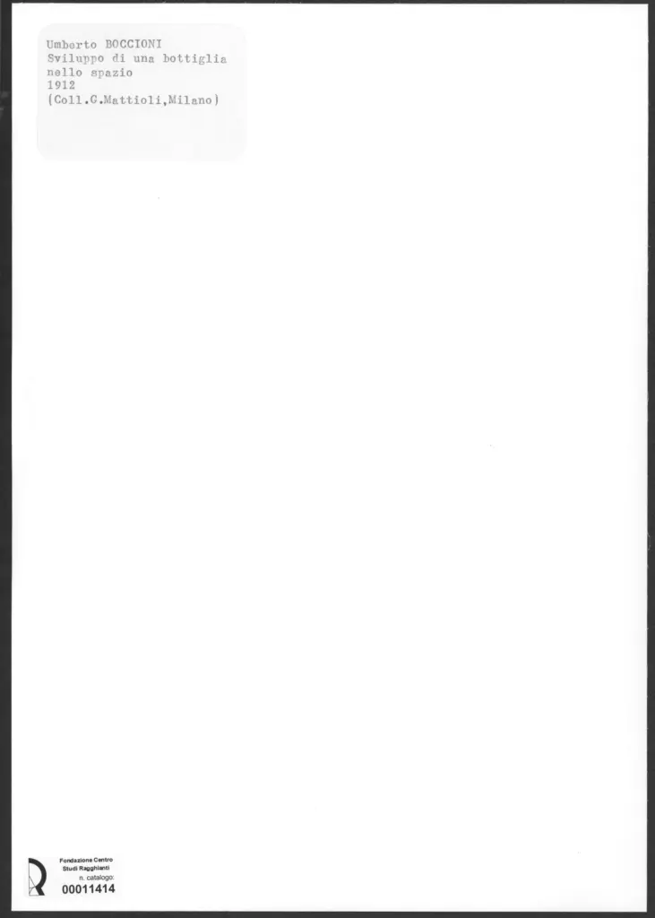 Anonimo , Boccioni, Umberto - sec. XX - Sviluppo di una bottiglia nello spazio , retro
