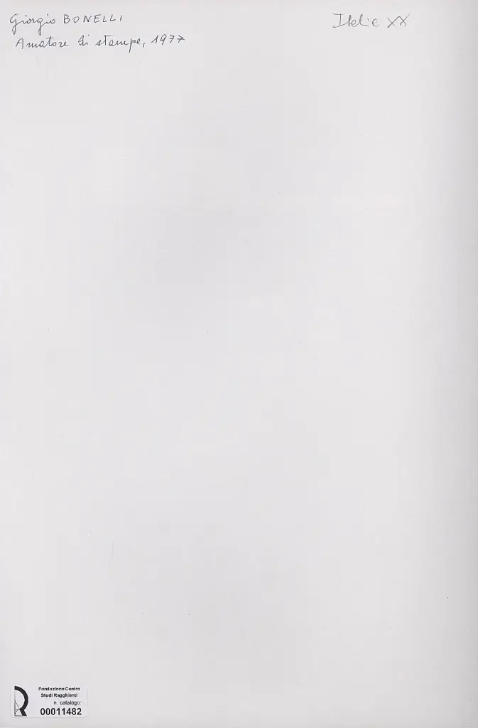 Anonimo , Bonelli, Giorgio - sec. XX - Amatore di stampe , retro