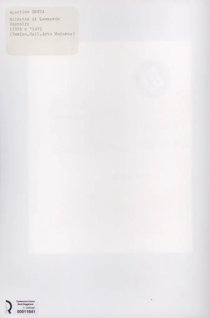 Anonimo , Bosia, Agostino - sec. XX - Ritratto di Leonardo Bistolfi , retro